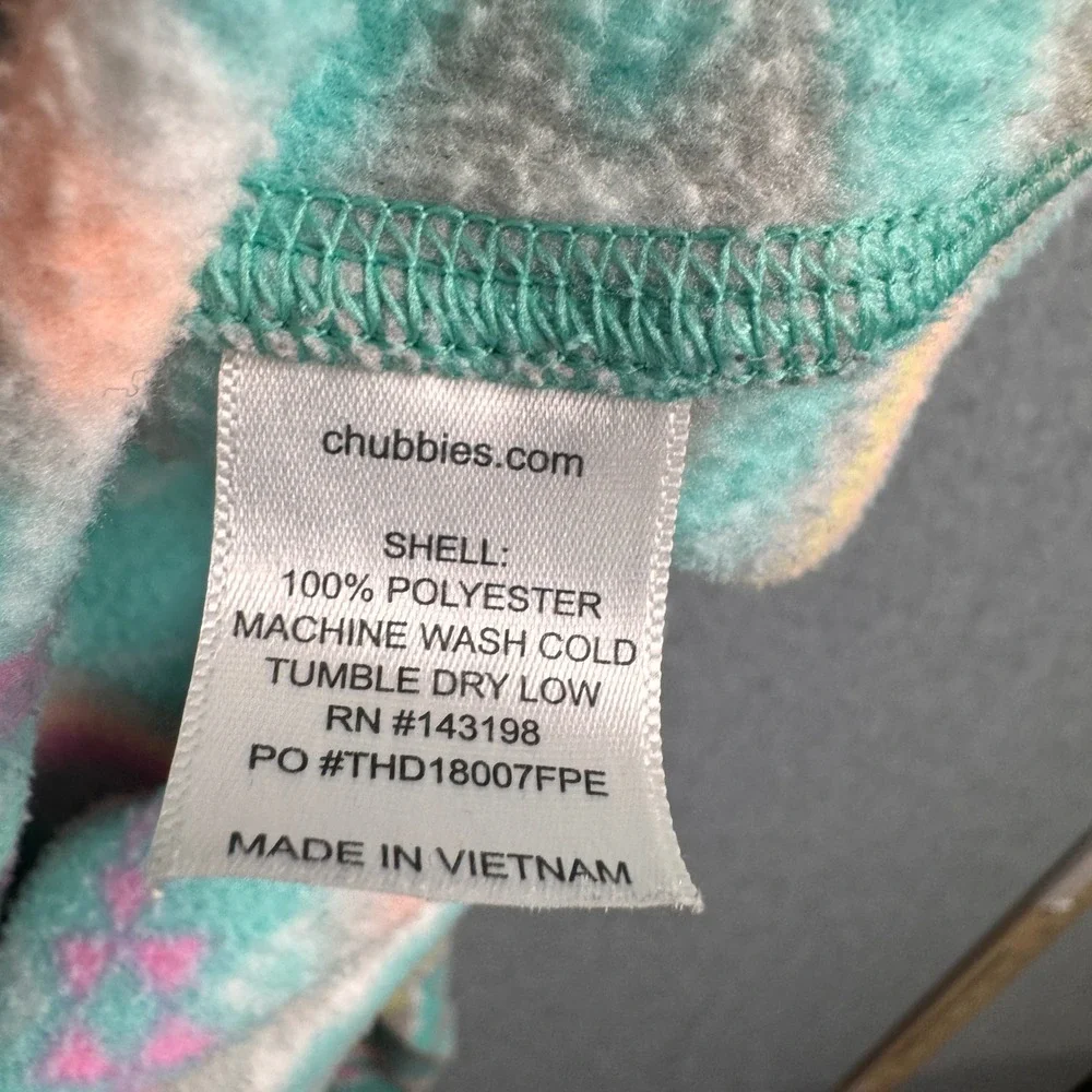 Chubbies Fleece Pullover Mens Medium Teal Aztec Geometric 1/4 Zip Southwestern